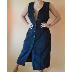 90s Vintage Corduroy Sleeveless Dress